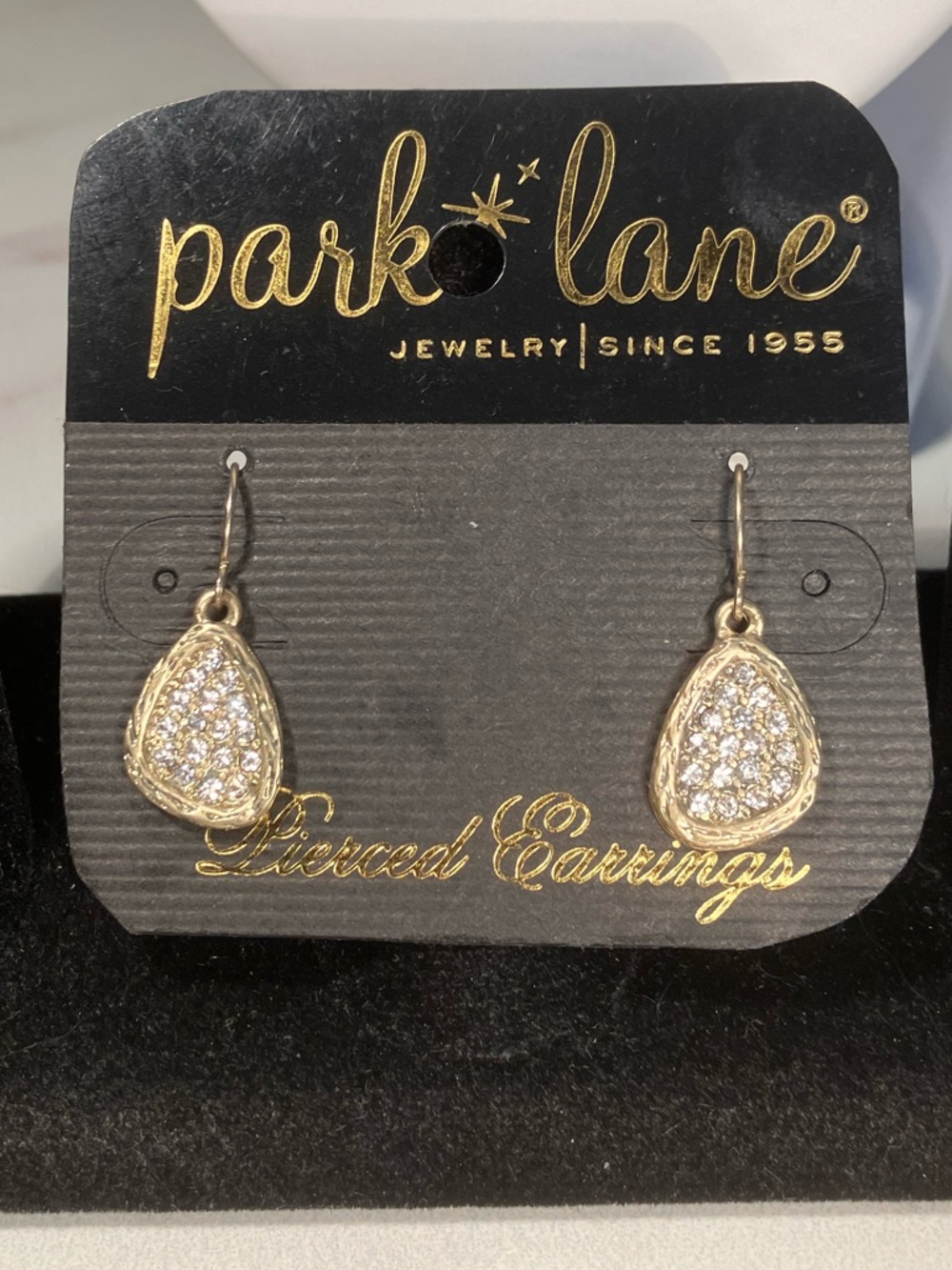 Park Lane frosted Goldtone freestyle Pavé Dangle Earrings, Boca
